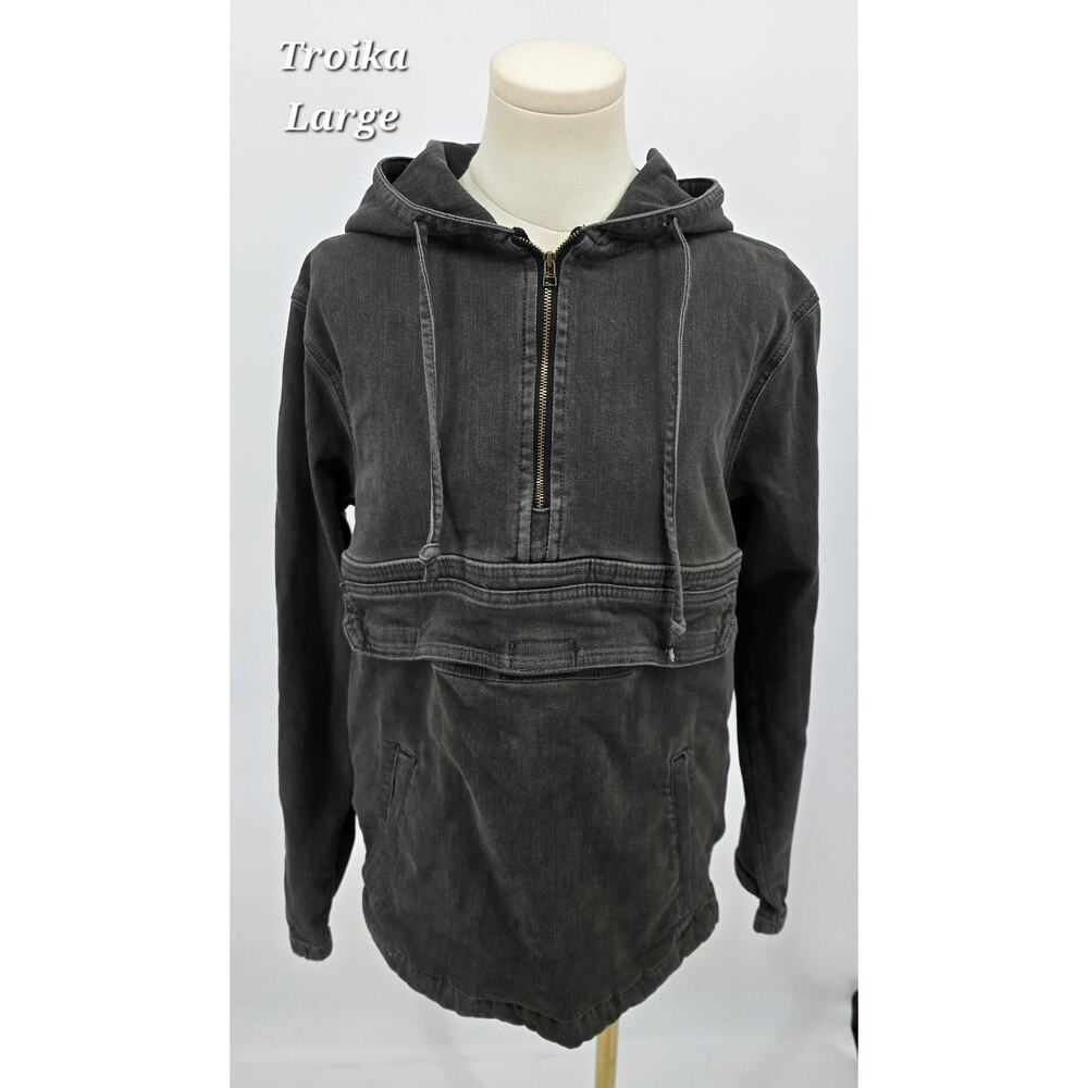 Troika Streetwear Grunge Gray Utility Half-Zip Hoodie Jacket